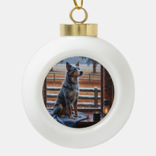 Boule En Céramique Bovins australiens avec éclairages de Noël de fête