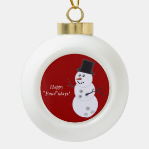 Boule En Céramique Bowling Ball Snowman