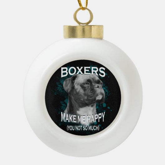 Boule En Céramique Boxer Chien Amoureux des animaux Texte d'art (Devant)