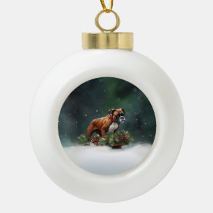 Boule En Céramique Boxeur Noël neige hiver