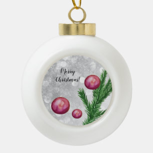 Boule En Céramique Branches Et Boules De Scène De Noël Aquarelle
