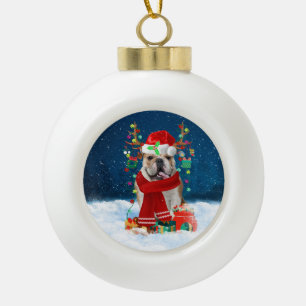 Boule En Céramique Bulldog anglais avec cadeaux de Noël