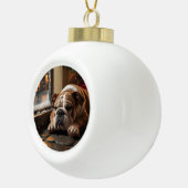 Boule En Céramique Bulldog with Christmas Lights Holiday (Droite)
