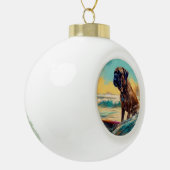 Boule En Céramique Bullmastiff Beach Surfing Peinture (Gauche)