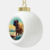 Boule En Céramique Bullmastiff Beach Surfing Peinture (Droite)