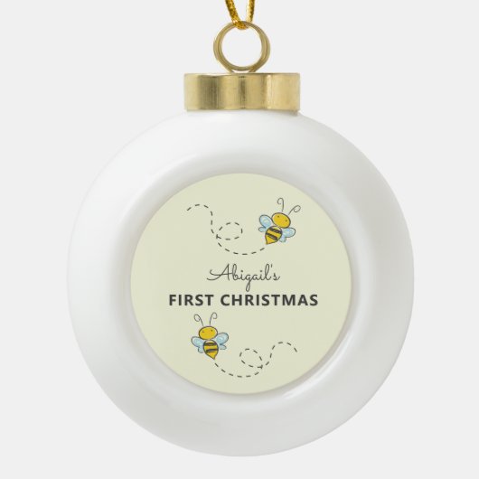 Boule En Céramique Bumble Bee Custom Premier Noël (Devant)