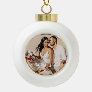Boule En Céramique Cadre doré pour notre photo de Noël de M. et Mme
