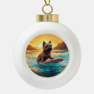 Boule En Céramique Cairn Terrier Plage Surf Peinture