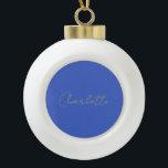 Boule En Céramique Calligraphie Or Couleur Deep Royal Nom personnalis<br><div class="desc">Si vous recherchez un design simple,  lisible et minimaliste,  c'est pour vous.</div>