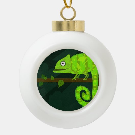 Boule En Céramique Caméléon mignon vert (Devant)