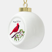 Boule En Céramique Cardinal rouge de Noël (Droite)