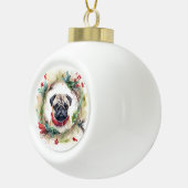 Boule En Céramique Carlin Noël Wreath Festive Pup (Droite)