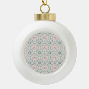 Boule En Céramique Carreaux Floraux Pastel Vert