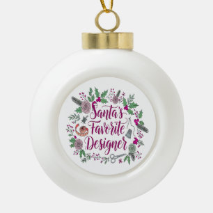 Boule En Céramique Carte cadeau de Noël à coudre pour le designer de