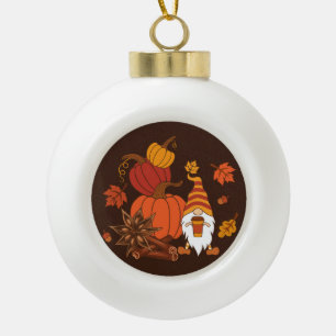 Boule En Céramique Carte Citrouille Gnome d'automne