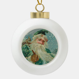 Boule En Céramique Cartes de vœux de Noël-Retro Père Noël
