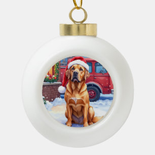 Boule En Céramique Casquette de Noël de la caserne de pompiers Dogue