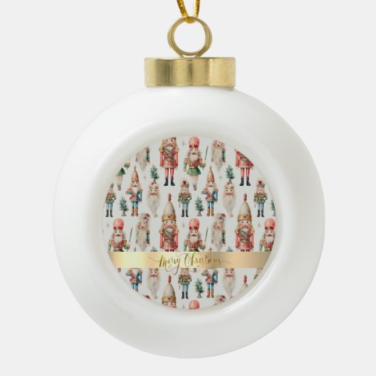 Boule En Céramique Casse-noisette Joyeux Noël Fêtes (Devant)