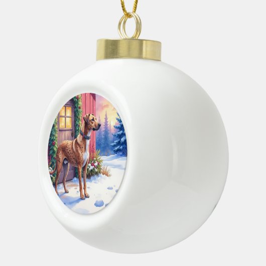 Boule En Céramique Catahoula Leopard Dog Rustic Barn Christmas Art (Droite)