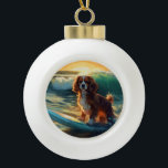 Boule En Céramique Cavalier King Beach Surf Peinture<br><div class="desc">Plongez dans le monde ludique de l'aventure canine avec cette peinture captivante. Un chien en ébullition se rend aux vagues, chevauchant habilement le surf sur une plage baisée par le soleil. L'oeuvre d'art vibrante capte magnifiquement l'essence de l'excitation au bord de la plage tandis que le chien court sans crainte...</div>