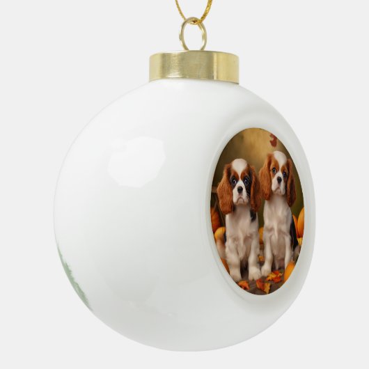 Boule En Céramique Cavalier King Charles Spaniel Chiot Citrouille d'a (Gauche)