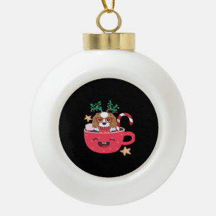 Boule En Céramique Cavalier King Charles Spaniel Tasse de thé Noël Va