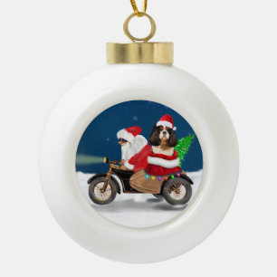 Boule En Céramique Cavalier King Chien Noël Père Noël