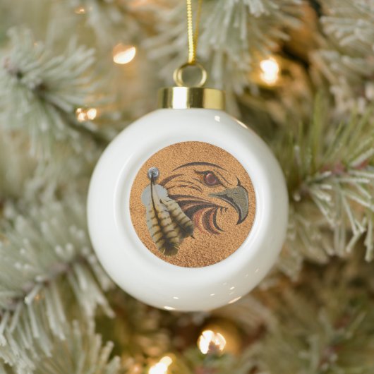Boule En Céramique Ceramic Native Spirit "Hawk" Ball Ornament (Arbre)