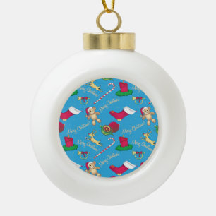 Boule En Céramique Cerf de Noël, ours et bougie