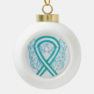 Boule En Céramique Cervical Cancer Sensibilisation Ruban Angel Orneme