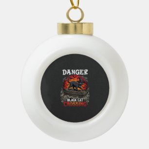 Boule En Céramique Chapeau de sorcière de Halloween Danger Black Cat