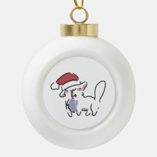 Boule En Céramique Chat de Noël