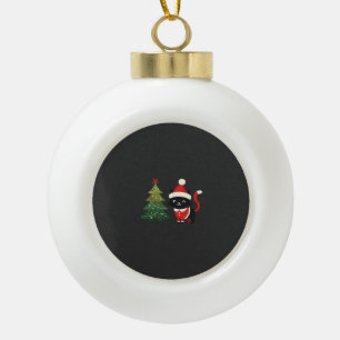 Boule En Céramique Chat de Noël Santa Arbre Vecteur