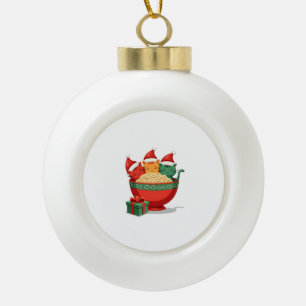 Boule En Céramique Chat de Ramen de Noël Santa Anime Miaou Kitty Miao