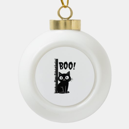 Boule En Céramique Chat d'Halloween effrayant et drôle de cache-cache (Devant)