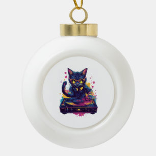 Boule En Céramique Chat DJ funky – Fête Rétro Disco Kitty