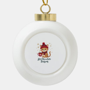 Boule En Céramique Chat Drôle Chocolat Chaud Saison Joyeux Noël Maman