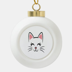 Boule En Céramique Chat Face Whiskers Imprimer L'Amour Halloween