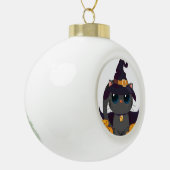 Boule En Céramique Chat Noir Avec Chemise Halloween Jack-o'-lantern (Gauche)