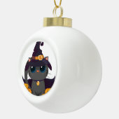 Boule En Céramique Chat Noir Avec Chemise Halloween Jack-o'-lantern (Droite)