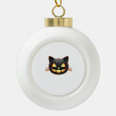 Boule En Céramique Chat noir Jack o'Lantern Emoji T-shirt classique (Devant)