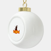 Boule En Céramique Chat noir mignon avec sorcière Casquette, chauves- (Droite)