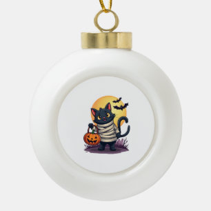 Boule En Céramique Chat Noir Momie Hommes Femmes Enfants Halloween Dr