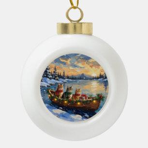 Boule En Céramique Chat Persan Noël Bateau Fêtes