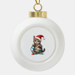 Boule En Céramique Chat siamois Noël col V (2)