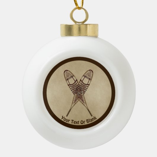 Boule En Céramique Chaussures À Neige Sur Papier Ancien (Devant)