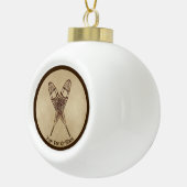 Boule En Céramique Chaussures À Neige Sur Papier Ancien (Droite)