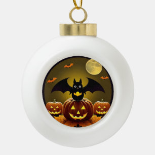 Boule En Céramique Chauve-souris de dessin animé et citrouilles sous