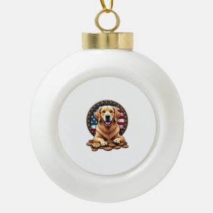 Boule En Céramique Chemise à pièces empilées Retriever doré patriotiq