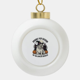 Boule En Céramique Chemise de Bulldog Halloween Chien Sorcière Mignon